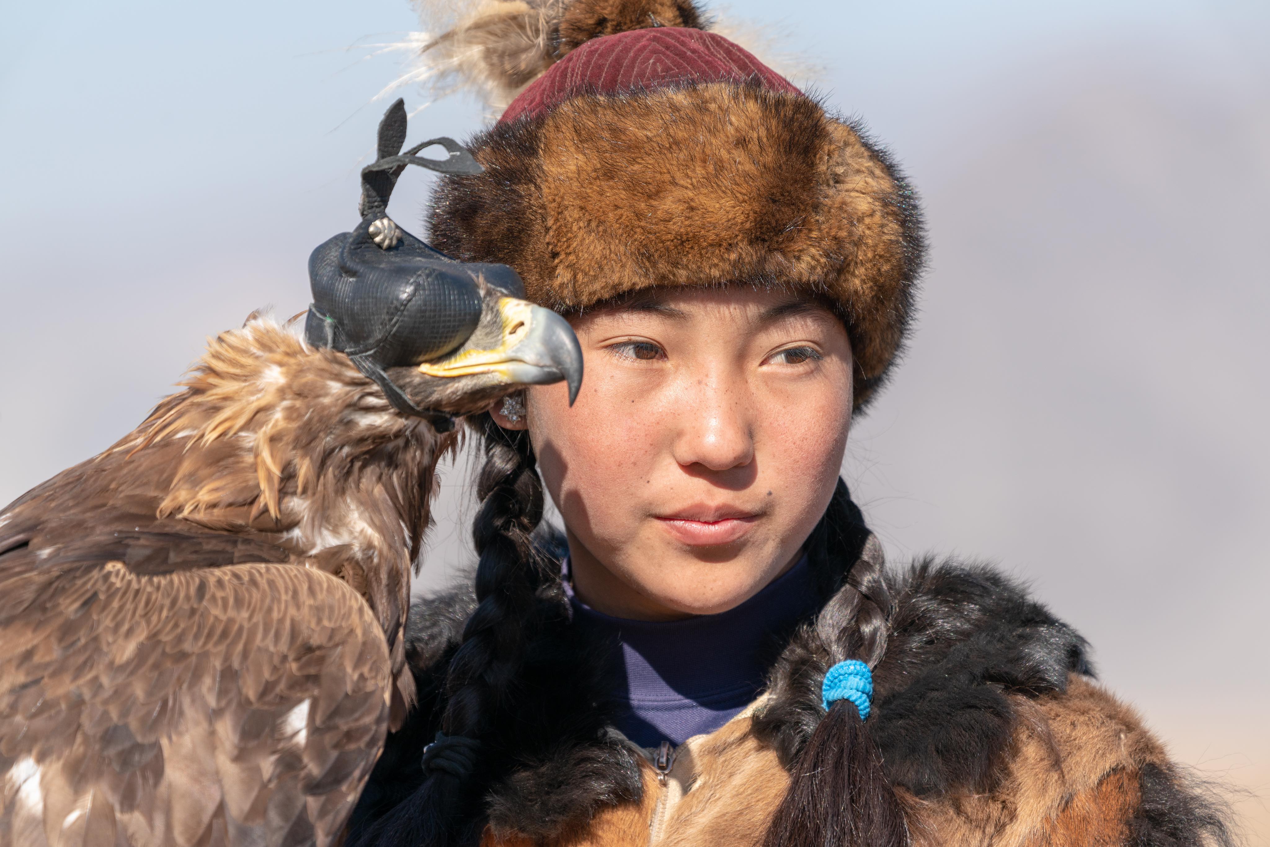 woman with falcon